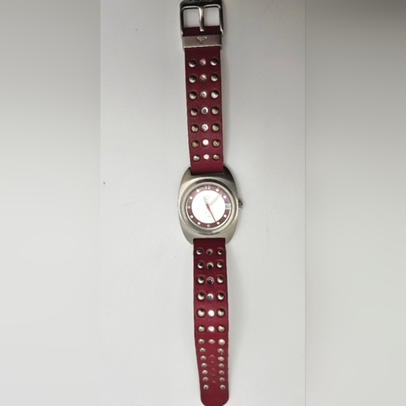 ๐ข3/$19๐ข ROXY Wine Red Burgundy Biker Style Watch Untested - Picture 3 of 4